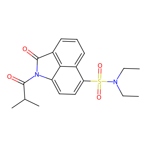 N,N-diethyl-1-isobutyryl-2-oxo-1,2-dihydrobenzo[cd]indole-6-sulfonamide structure
