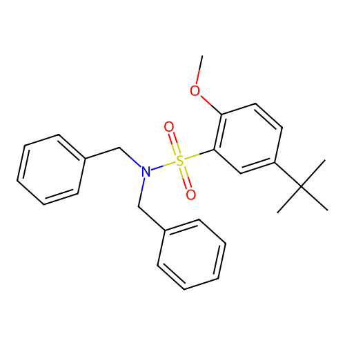 N,N-dibenzyl-5-tert-butyl-2-methoxybenzene-1-sulfonamide structure