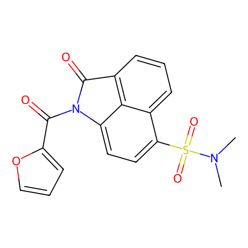 1-(furan-2-carbonyl)-N,N-dimethyl-2-oxo-1,2-dihydrobenzo[cd]indole-6-sulfonamide structure
