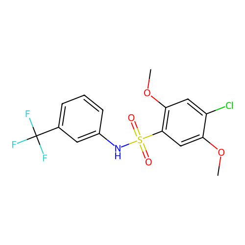 4-chloro-2,5-dimethoxy-N-[3-(trifluoromethyl)phenyl]benzene-1-sulfonamide structure