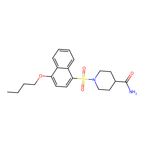 1-[(4-Butoxynaphthyl)sulfonyl]piperidine-4-carboxamide structure