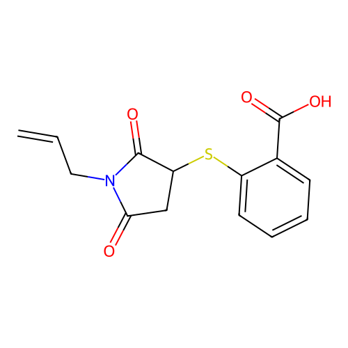 2-((1-Allyl-2,5-dioxopyrrolidin-3-yl)thio)benzoic acid structure