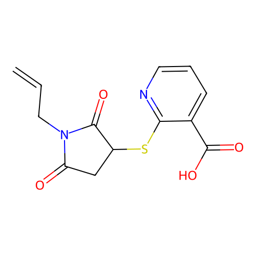 2-((1-Allyl-2,5-dioxopyrrolidin-3-yl)thio)nicotinic acid structure