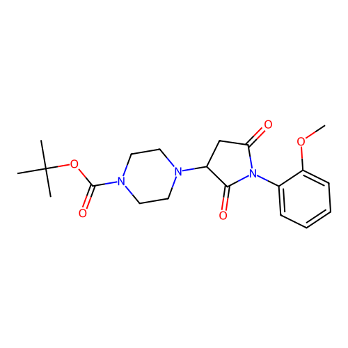 Tert-butyl 4-[1-(2-methoxyphenyl)-2,5-dioxoazolidin-3-yl]piperazinecarboxylate structure