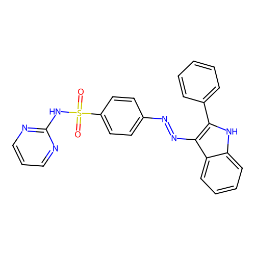 4-((2-Phenyl-1H-indol-3-yl)azo)-N-2-pyrimidinylbenzenesulfonamide structure