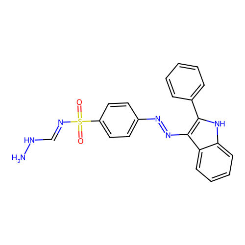 N-amino-N'-[4-[(2-phenyl-1H-indol-3-yl)diazenyl]phenyl]sulfonylmethanimidamide structure