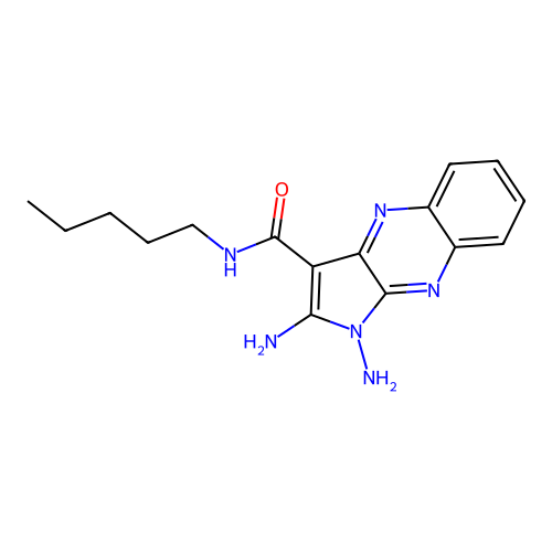 1,2-diamino-N-pentyl-1H-pyrrolo[2,3-b]quinoxaline-3-carboxamide structure