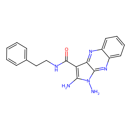 1,2-diamino-N-(2-phenylethyl)-1H-pyrrolo[2,3-b]quinoxaline-3-carboxamide structure