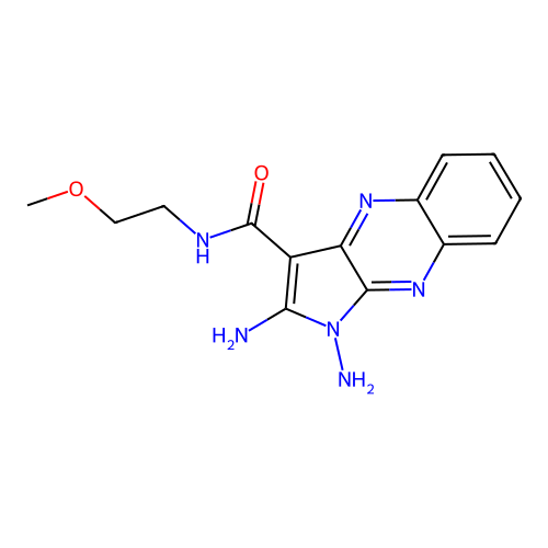 1,2-diamino-N-(2-methoxyethyl)-1H-pyrrolo[2,3-b]quinoxaline-3-carboxamide structure