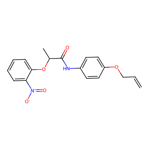 N-[4-(allyloxy)phenyl]-2-(2-nitrophenoxy)propanamide structure