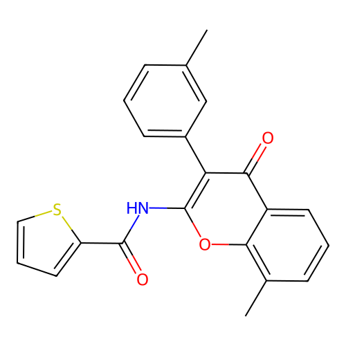 N-[8-methyl-3-(3-methylphenyl)-4-oxo-4H-chromen-2-yl]thiophene-2-carboxamide structure