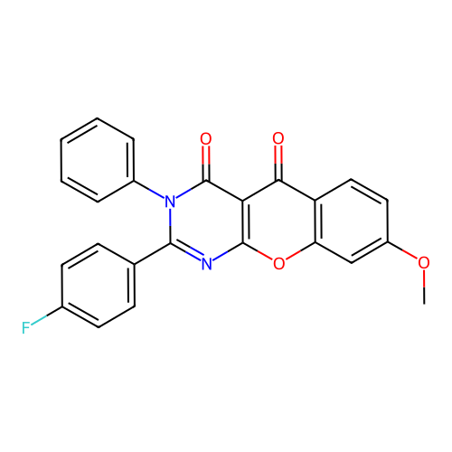 2-(4-fluorophenyl)-8-methoxy-3-phenyl-4H-chromeno[2,3-d]pyrimidine-4,5(3H)-dione structure