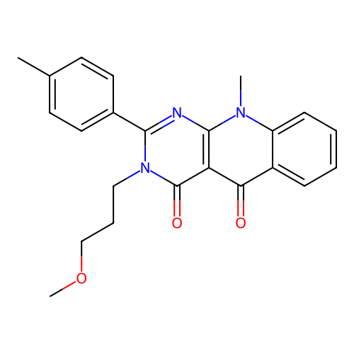 3-(3-methoxypropyl)-10-methyl-2-(4-methylphenyl)pyrimido[4,5-b]quinoline-4,5(3H,10H)-dione structure