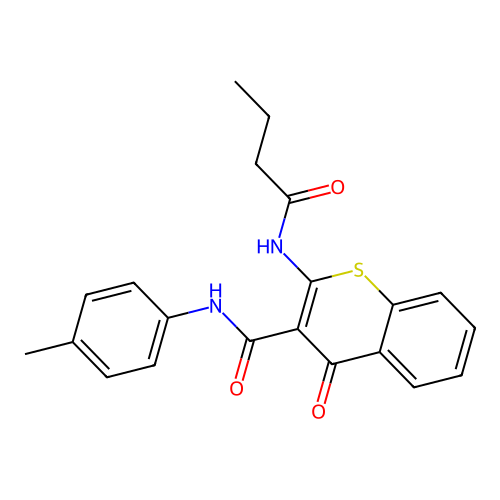 2-(butanoylamino)-N-(4-methylphenyl)-4-oxo-4H-thiochromene-3-carboxamide structure
