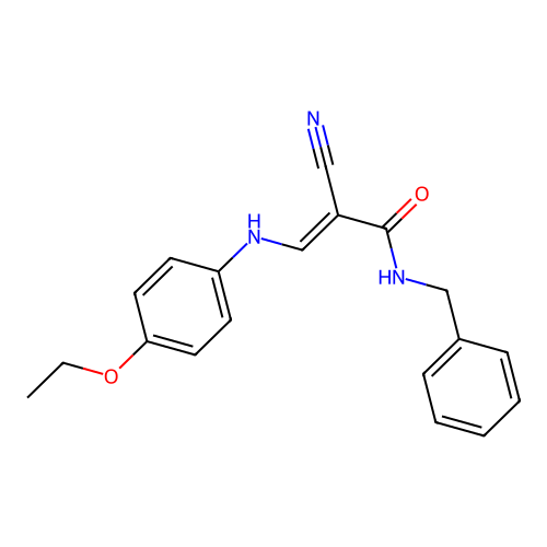 (2E)-N-benzyl-2-cyano-3-[(4-ethoxyphenyl)amino]prop-2-enamide structure