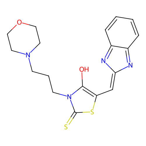 (5Z)-5-(1H-benzimidazol-2-ylmethylidene)-3-[3-(morpholin-4-yl)propyl]-2-thioxo-1,3-thiazolidin-4-one structure
