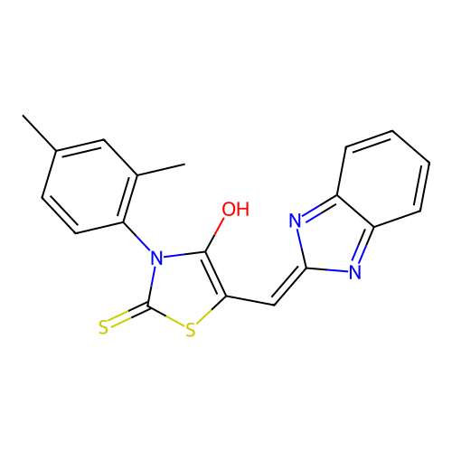 (Z)-5-((1H-benzo[d]imidazol-2-yl)methylene)-3-(2,4-dimethylphenyl)-2-thioxothiazolidin-4-one structure