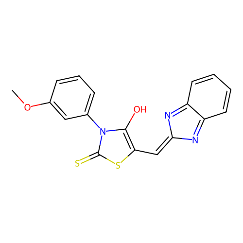 (Z)-5-((1H-benzo[d]imidazol-2-yl)methylene)-3-(3-methoxyphenyl)-2-thioxothiazolidin-4-one structure