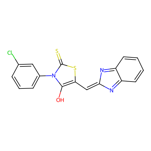 (5E)-5-(1H-benzimidazol-2-ylmethylidene)-3-(3-chlorophenyl)-2-thioxo-1,3-thiazolidin-4-one structure