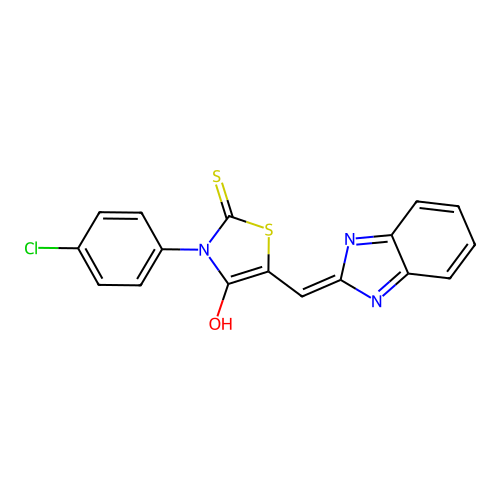 (5E)-5-(1H-benzimidazol-2-ylmethylidene)-3-(4-chlorophenyl)-2-thioxo-1,3-thiazolidin-4-one structure