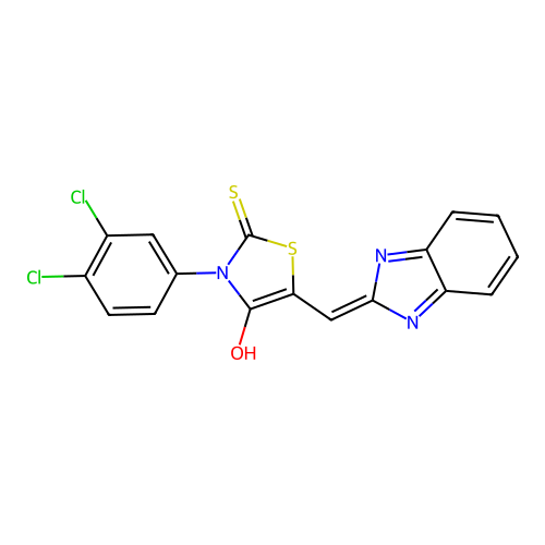 (5E)-5-(1H-benzimidazol-2-ylmethylidene)-3-(3,4-dichlorophenyl)-2-thioxo-1,3-thiazolidin-4-one structure