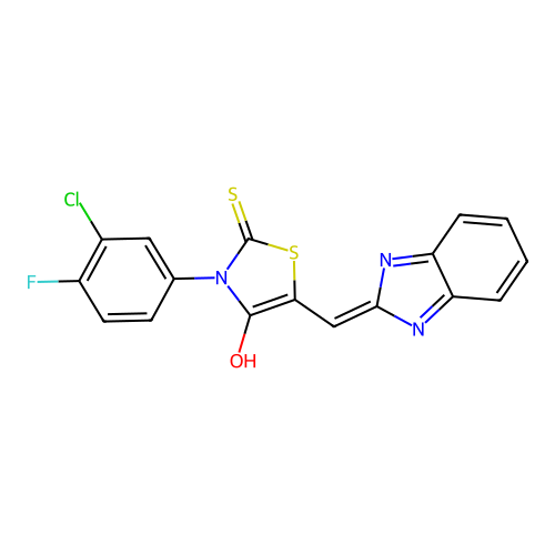 (5Z)-5-(1H-benzimidazol-2-ylmethylidene)-3-(3-chloro-4-fluorophenyl)-2-thioxo-1,3-thiazolidin-4-one structure