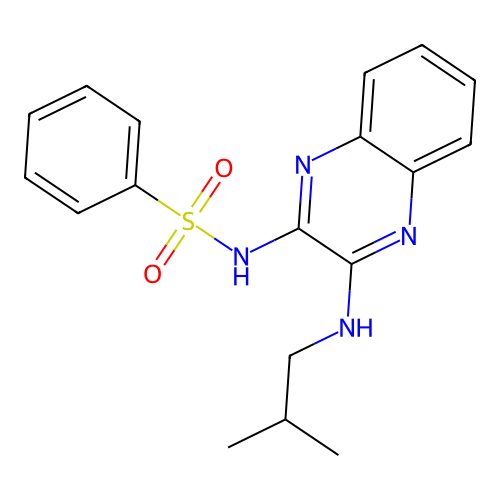 N-{3-[(2-methylpropyl)amino]quinoxalin-2-yl}benzenesulfonamide structure