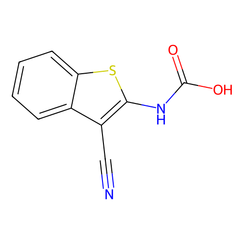 (3-Cyano-1-benzothiophen-2-yl)carbamic acid structure
