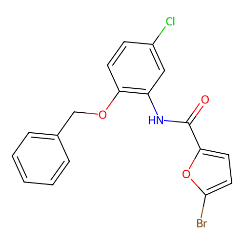 N-[2-(benzyloxy)-5-chlorophenyl]-5-bromo-2-furamide structure
