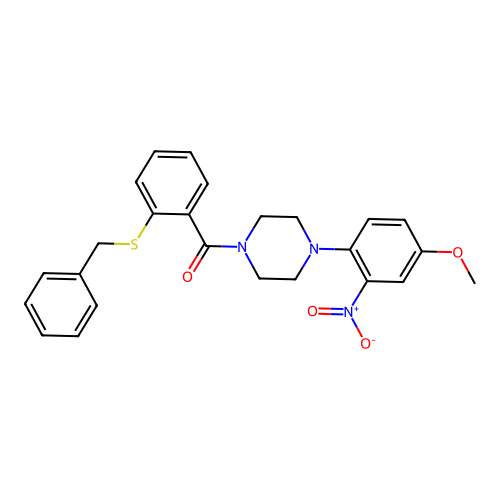(2-Benzylsulfanylphenyl)-[4-(4-methoxy-2-nitrophenyl)piperazin-1-yl]methanone structure