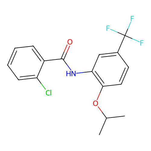 2-chloro-N-[2-isopropoxy-5-(trifluoromethyl)phenyl]benzamide structure