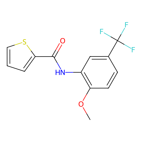 N-[2-methoxy-5-(trifluoromethyl)phenyl]thiophene-2-carboxamide structure