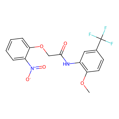 N-[2-methoxy-5-(trifluoromethyl)phenyl]-2-(2-nitrophenoxy)acetamide structure