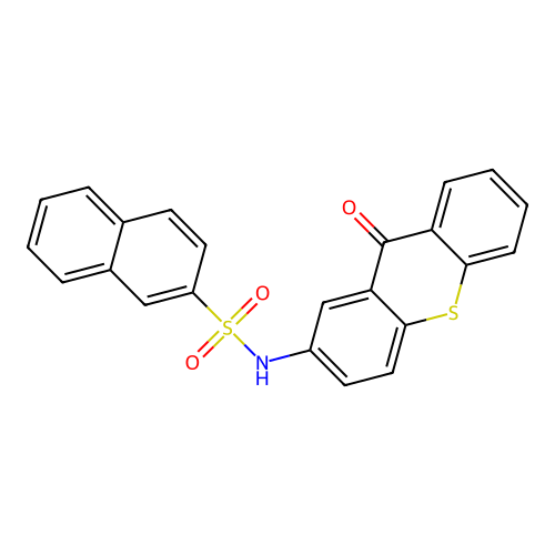 N-(9-oxo-9H-thioxanthen-2-yl)naphthalene-2-sulfonamide structure