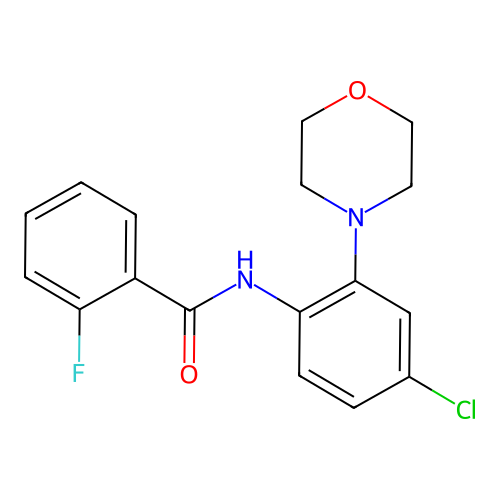 N-(4-chloro-2-morpholin-4-ylphenyl)-2-fluorobenzamide structure