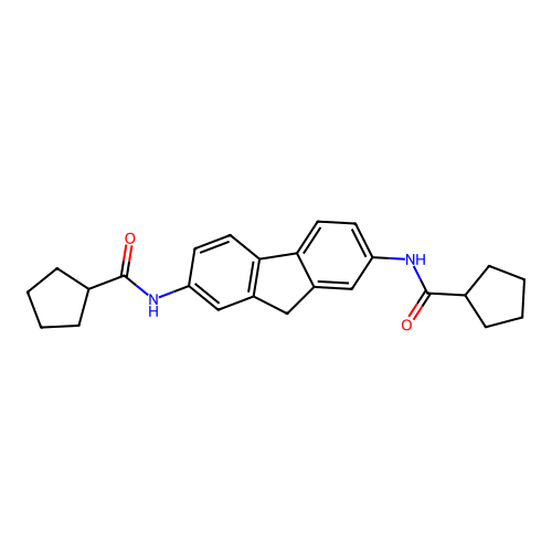 N-[7-(cyclopentanecarbonylamino)-9H-fluoren-2-yl]cyclopentanecarboxamide structure