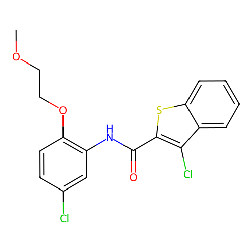 3-chloro-N-[5-chloro-2-(2-methoxyethoxy)phenyl]-1-benzothiophene-2-carboxamide structure