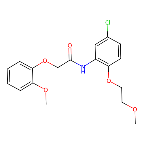 N-[5-chloro-2-(2-methoxyethoxy)phenyl]-2-(2-methoxyphenoxy)acetamide structure