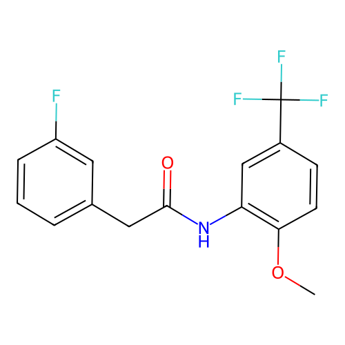 2-(3-fluorophenyl)-N-[2-methoxy-5-(trifluoromethyl)phenyl]acetamide structure