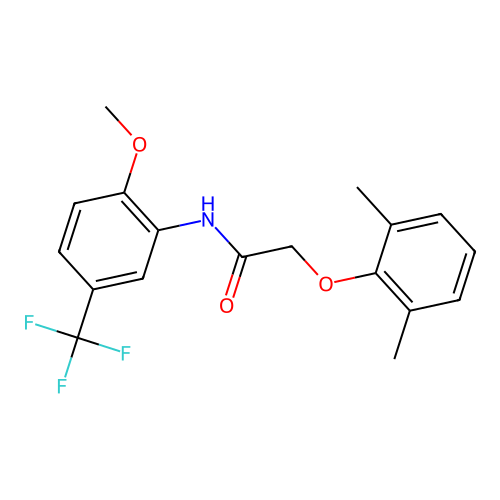 2-(2,6-dimethylphenoxy)-N-[2-methoxy-5-(trifluoromethyl)phenyl]acetamide structure