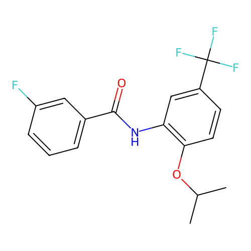 3-fluoro-N-[2-isopropoxy-5-(trifluoromethyl)phenyl]benzamide structure