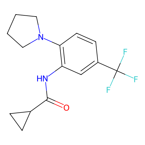 N-[2-(1-pyrrolidinyl)-5-(trifluoromethyl)phenyl]cyclopropanecarboxamide structure