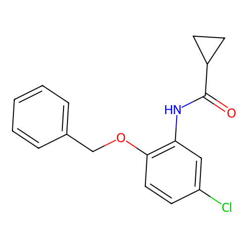 N-(5-chloro-2-phenylmethoxyphenyl)cyclopropanecarboxamide structure