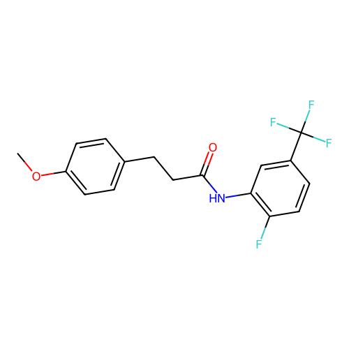 N-[2-fluoro-5-(trifluoromethyl)phenyl]-3-(4-methoxyphenyl)propanamide structure