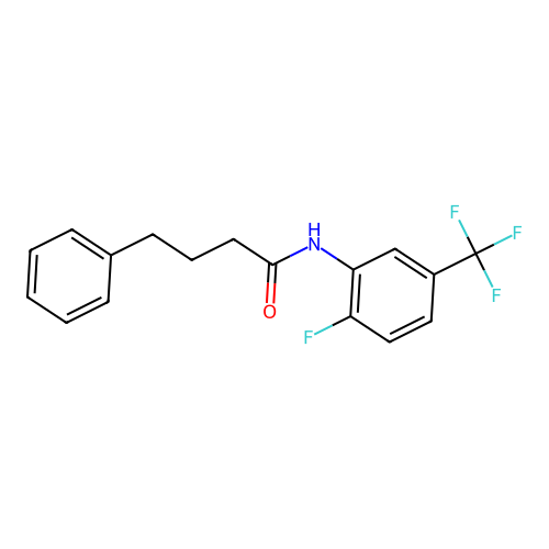N-[2-fluoro-5-(trifluoromethyl)phenyl]-4-phenylbutanamide structure