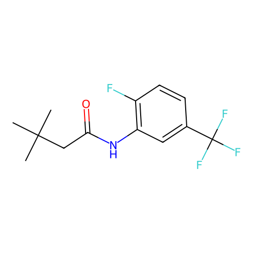 N-[2-fluoro-5-(trifluoromethyl)phenyl]-3,3-dimethylbutanamide structure