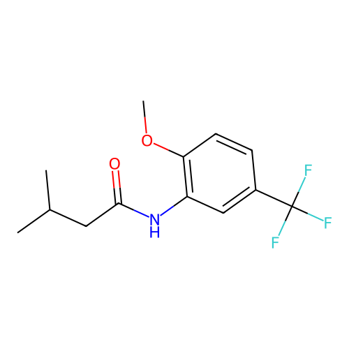 N-[2-methoxy-5-(trifluoromethyl)phenyl]-3-methylbutanamide structure