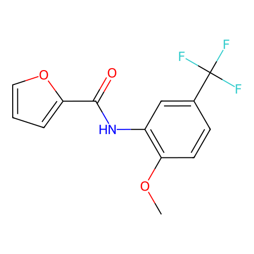 N-[2-methoxy-5-(trifluoromethyl)phenyl]furan-2-carboxamide structure