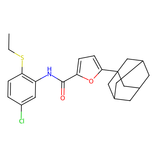 5-(1-adamantyl)-N-(5-chloro-2-ethylsulfanylphenyl)furan-2-carboxamide structure