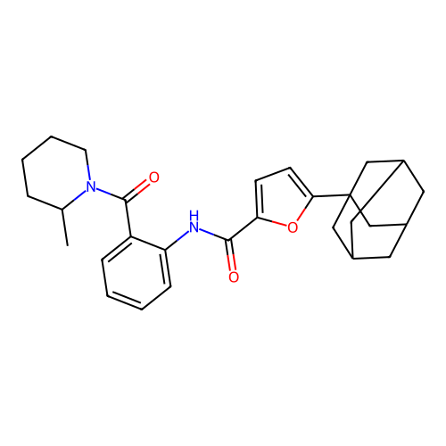 5-(1-adamantyl)-N-[2-(2-methylpiperidine-1-carbonyl)phenyl]furan-2-carboxamide structure